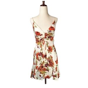 NWOT Free People Floral Ruffle Sundress, Size XS, Cream Orange Green Purple